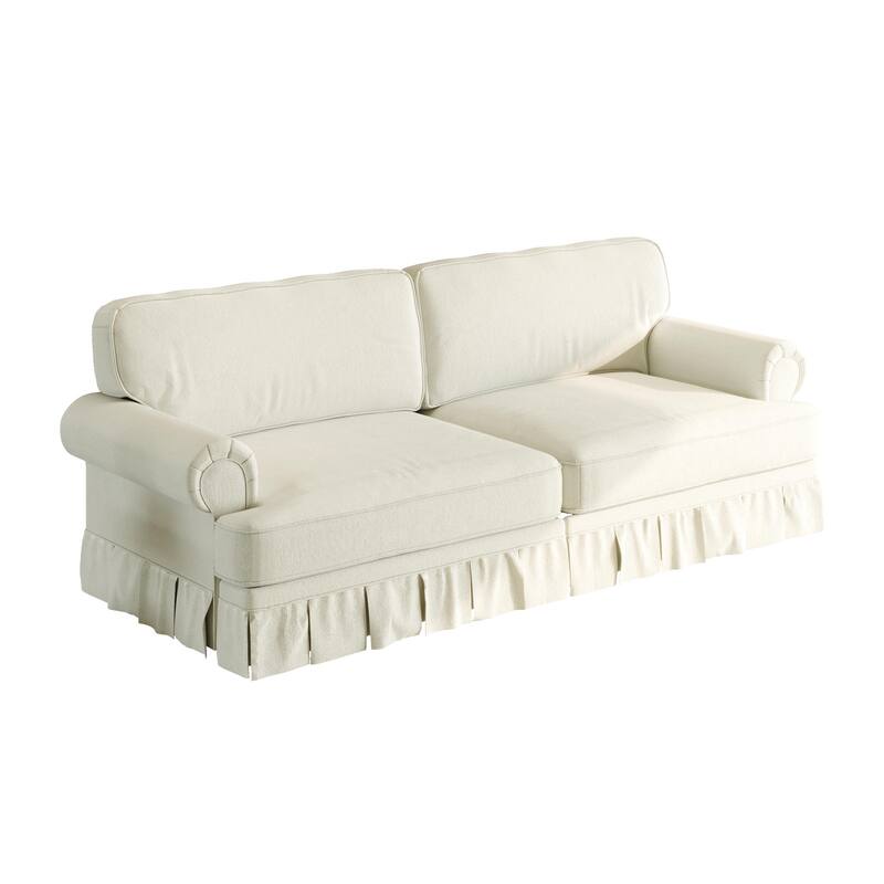 GDFStudio - Chenille Deep Seat 3&4-Seater Sofa Set with Skirt Design (Set of 2)