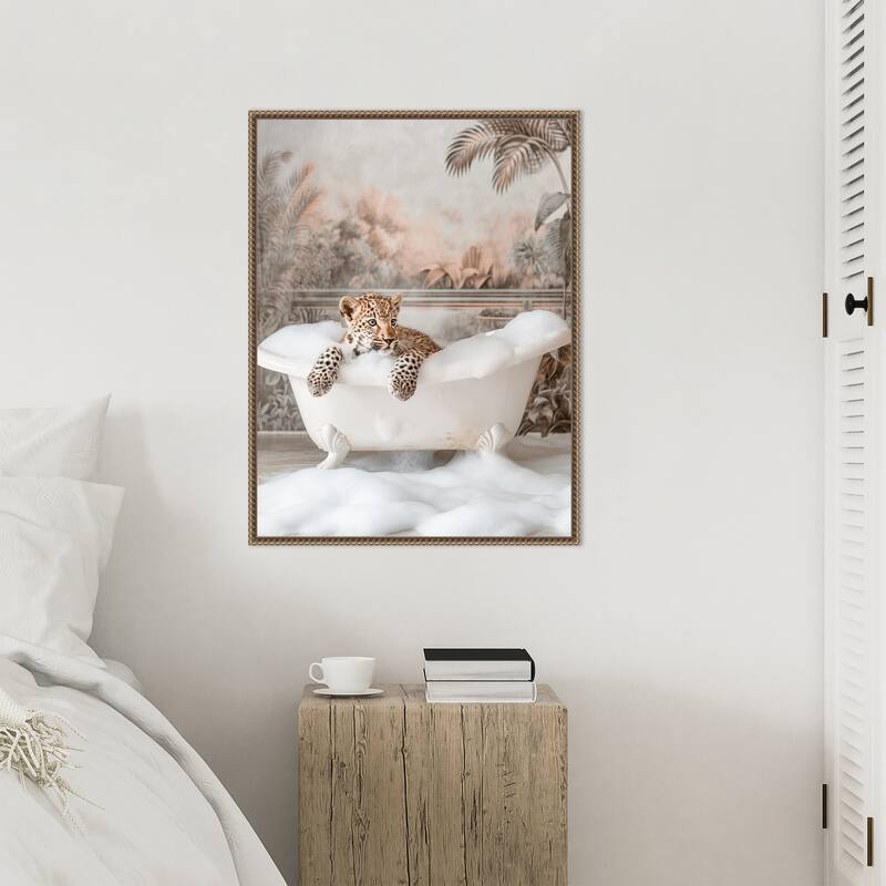Leopard Bubble Delight by Niky Rahner Framed Canvas Wall Art