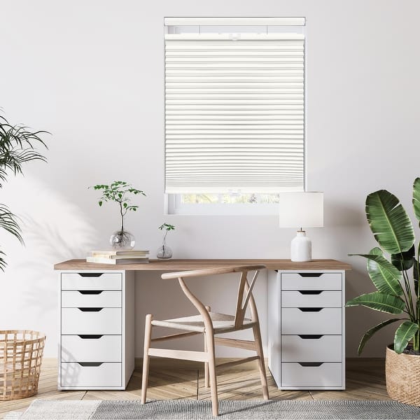 slide 2 of 5, 64-inch Cream/White Blackout Top Down/Bottom Up Shade