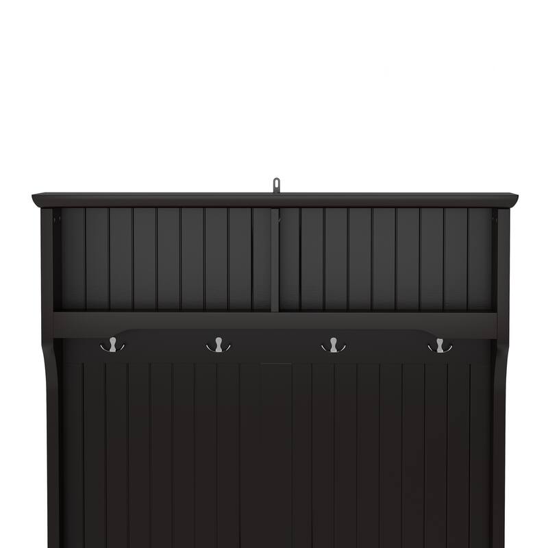 3-in-1 Hallway Hall Tree with 2 Storage Drawer and 4 Coat Rack,Shoe Rack Bench with Padded Seat Cushion,with Top Storage Shelf