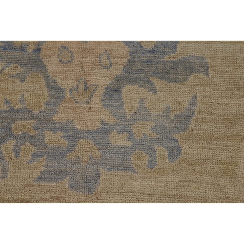 Hand Knotted Oriental 100% Wool Carpet Transitional All-Over Beige & Ivories Oushak Area Rug - 14' 0'' X 10' 0''