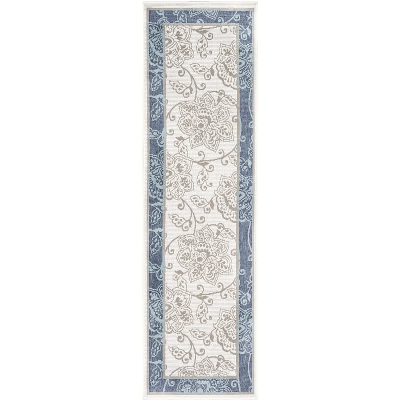 Janelle Indoor/Outdoor Transitional Floral Border Area Rug