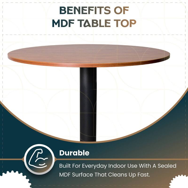 Vail Round Dining Table with 27 in. MDF Tabletop in Black Stainless Steel Cross Legs with Gold Accent Base Kitchen Table