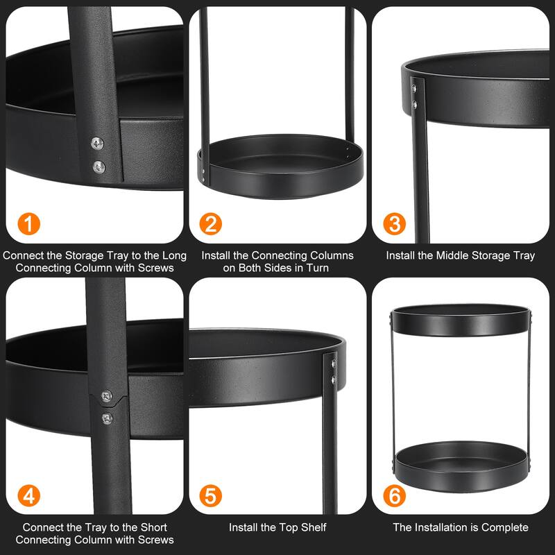 2 Tier Lazy Susan Turntable, 12inch Metal Spice Rack Organizer for Countertop - Black
