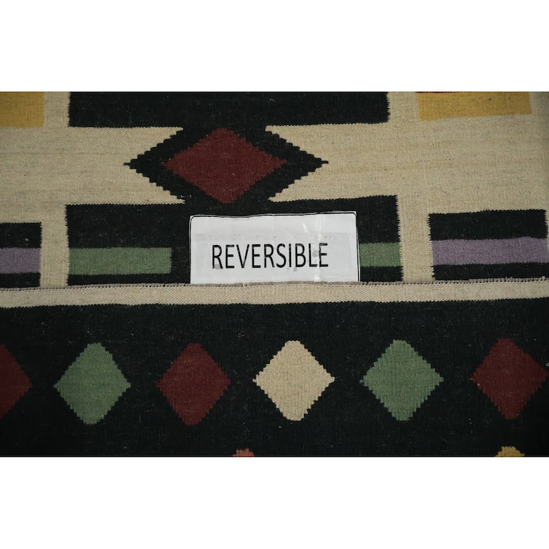 Hand Woven Oriental 100% Wool Carpet Southwestern Modern Multi-Colored Kilim Area Rug - 14' 0'' X 9' 2''