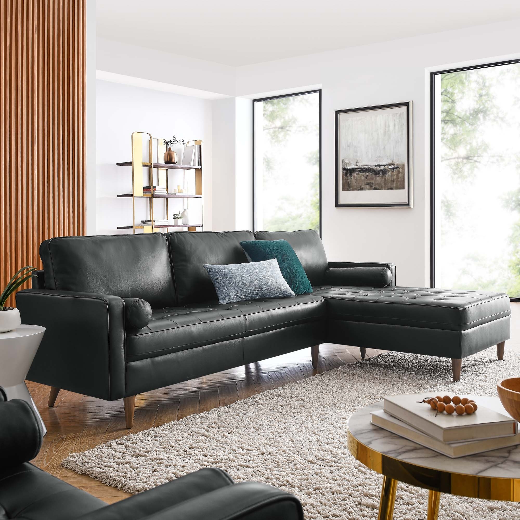 Leather shop symmetrical sectional