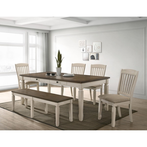 Best Master Furniture Oak Cream Dining Side Chairs Set of 2 On