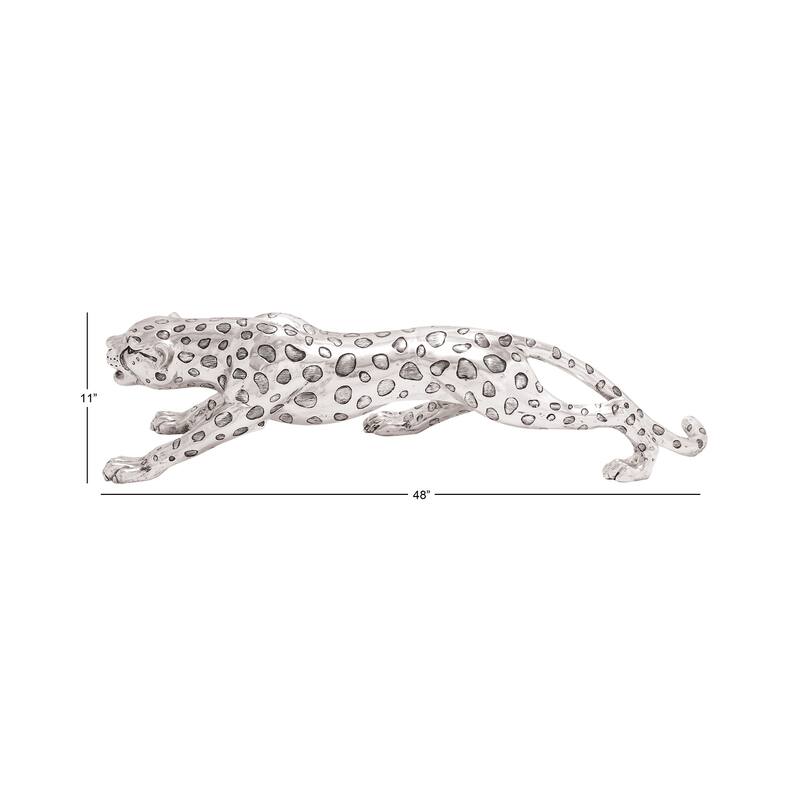 Stylish Polystone Leopard Sculpture - Silver or Gold