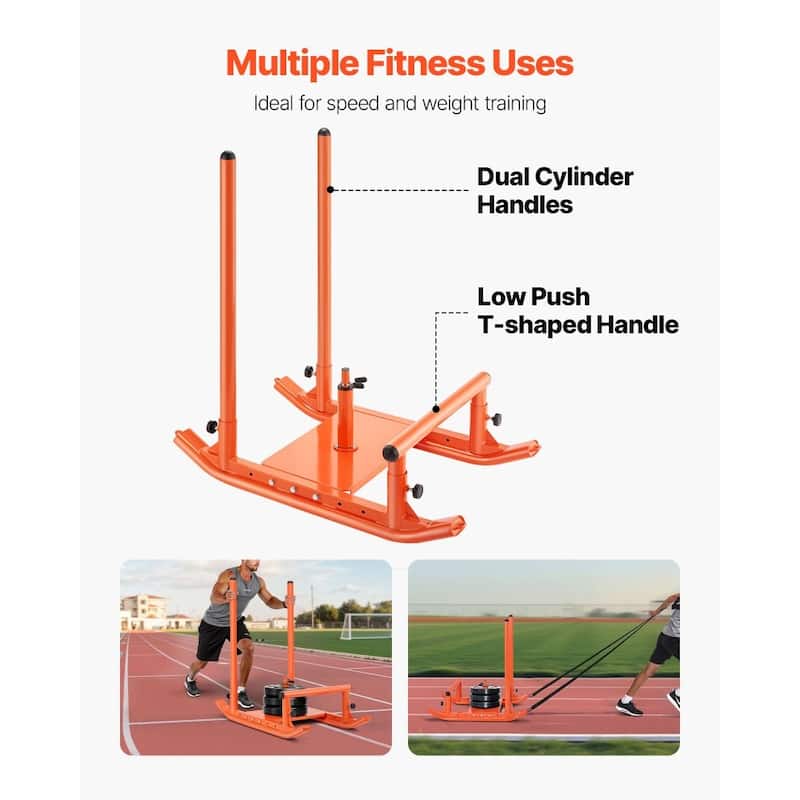 Steel Speed Training Sled with Adjustable Harness and Shoulder Straps for Strength Workouts - 40.6” x 26” x 40.9”