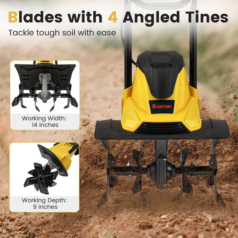 Ironmax Corded Electric Tiller Cultivator, 10 Amp Powerful Foldable - See Details
