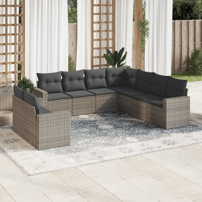 vidaXL Garden Sofa Set Grey PE rattan Large Adjustable Feet - 24.4 x 25.8 x 27.2