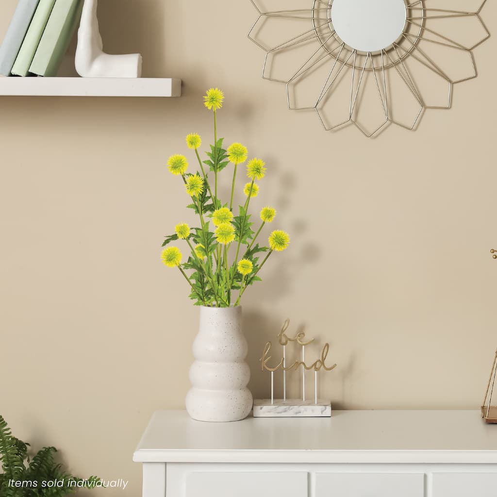 Globe Thistle Artificial Floral Spray - 28.25" - Yellow