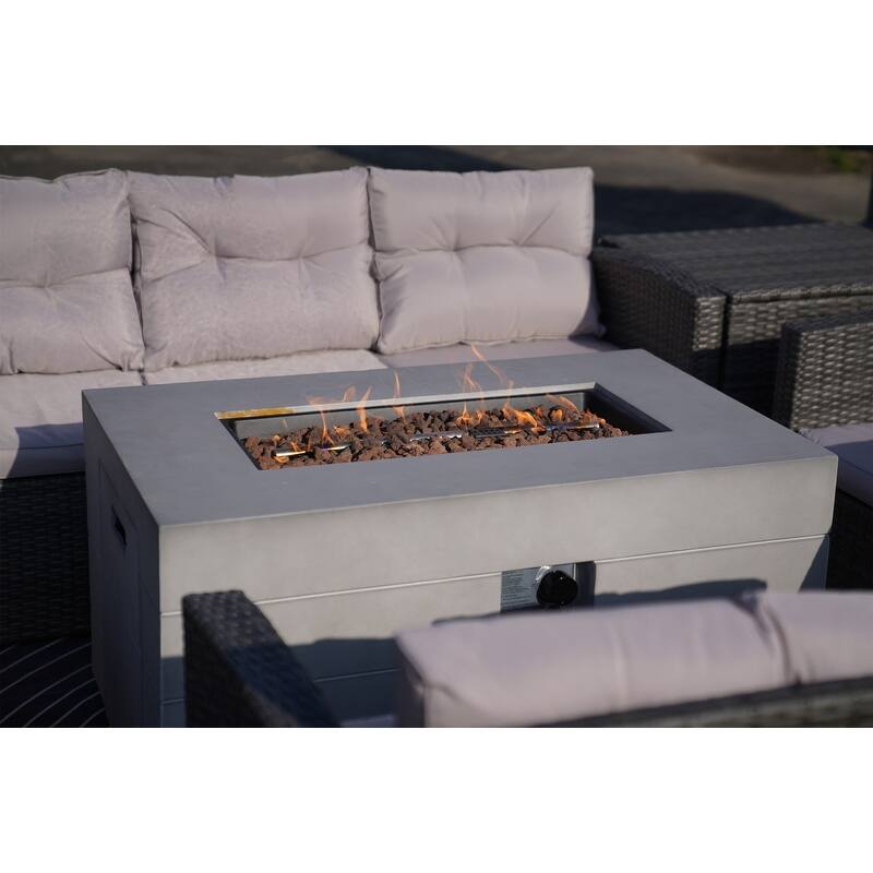 7-Piece Outdoor Wicker Conversation Sofa Set with Fire Pit