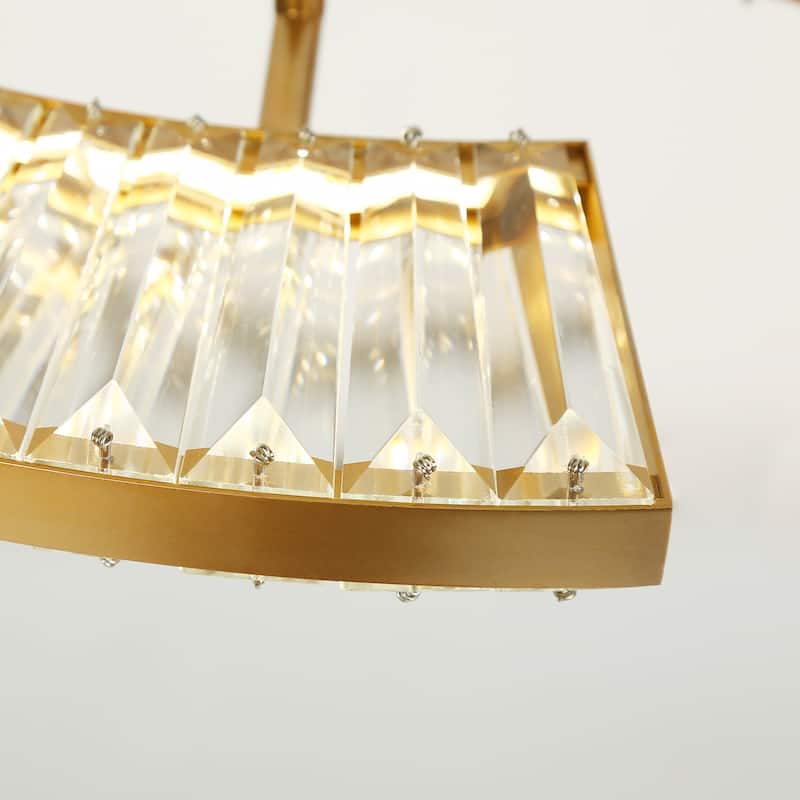 Modern Glam 1-Light LED Crystal Chandeliers Island Lights for Kitchen Island - W 40.4" x H 2" x D 16.1"