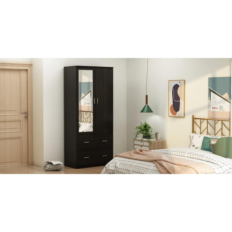 Freestanding Modern Minimalist Bedroom Wooden Armoire Wardrobe