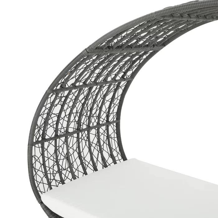 Roomfitters Outdoor Wicker Canopy Daybed with Cushions and Open Circle Frame