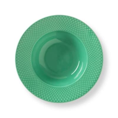 Lyngby Porcelæn Rhombe Color Soup Plate, Green - Ø: 9.6"