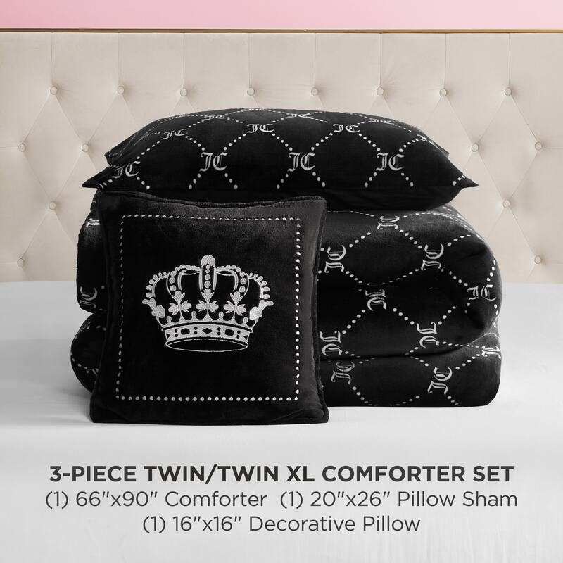 Juicy Couture Plush Trellis Link Reversible Comforter Sets