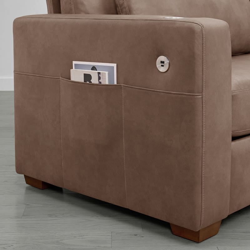 Spruce & Spring Ezra 89" Modern High Back Living Room Sofa with USB & Cup Holders