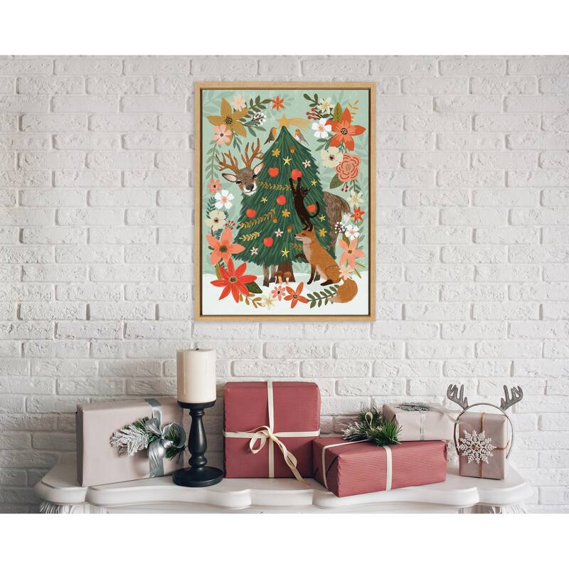 Kate and Laurel Sylvie MC 0808 Pine 2 Framed Canvas by Mia Charro