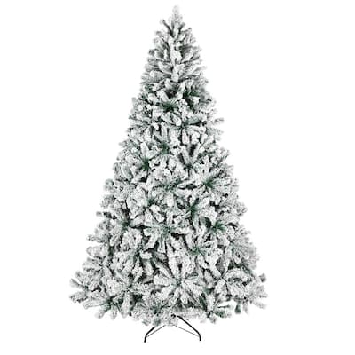 6ft Snow Flocked Artificial Christmas Pine Tree with 1050 PVC Tips Full and Realistic Design - 6-Feet