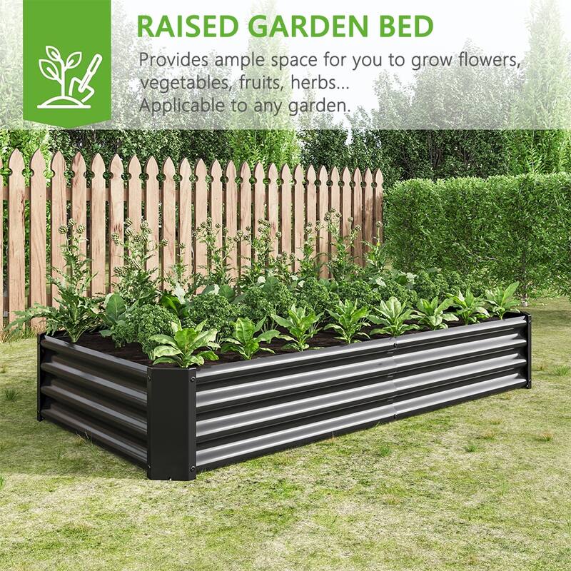 Outdoor Galvanized Metal Raised Garden Bed Kit - 6 x 3 x 1 ft