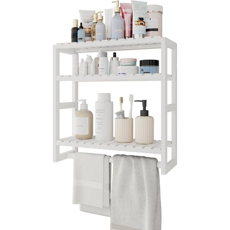 Bamboo Floating Shelves Bathroom Storage 3-Tier