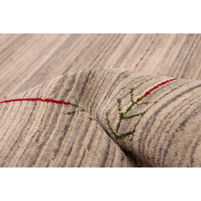 ECARPETGALLERY Hand Loomed Kashkuli Gabbeh Grey Wool Rug - 6'2 x 8'9