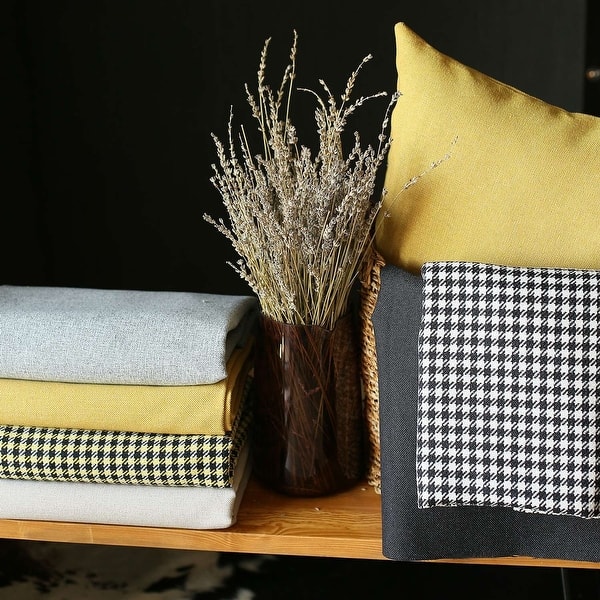 Set Of 4 Yellow Houndstooth Pillow Covers