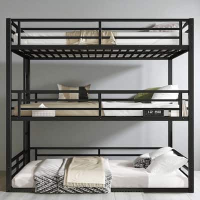 Triple Metal Bunk Bed with Safety Rails, Heavy-Duty Space-Saving Design