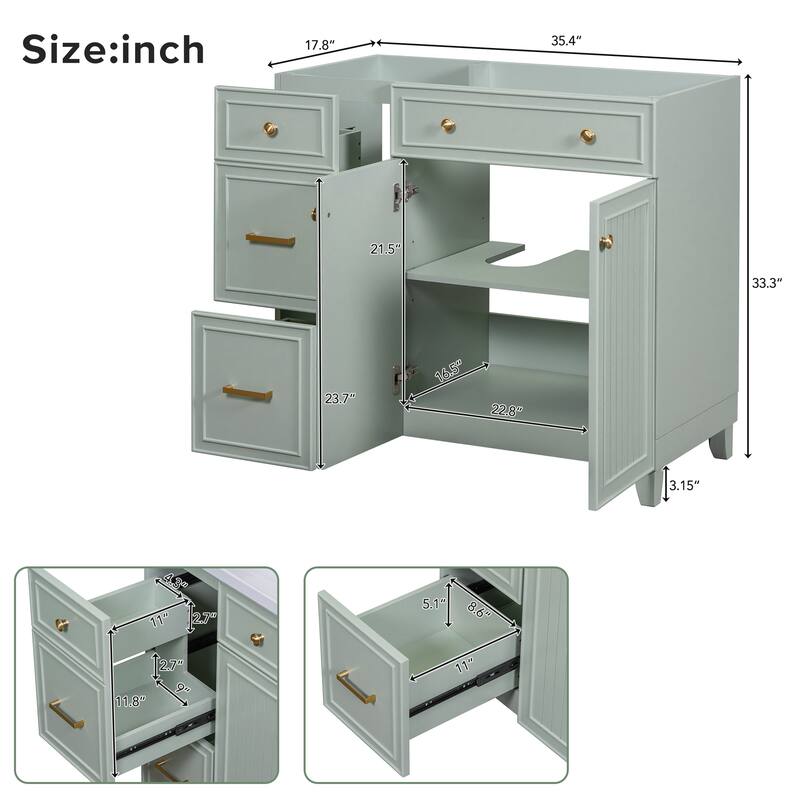 36-inch Bathroom Vanity Single Bathroom Cabinet with 2 Drawers