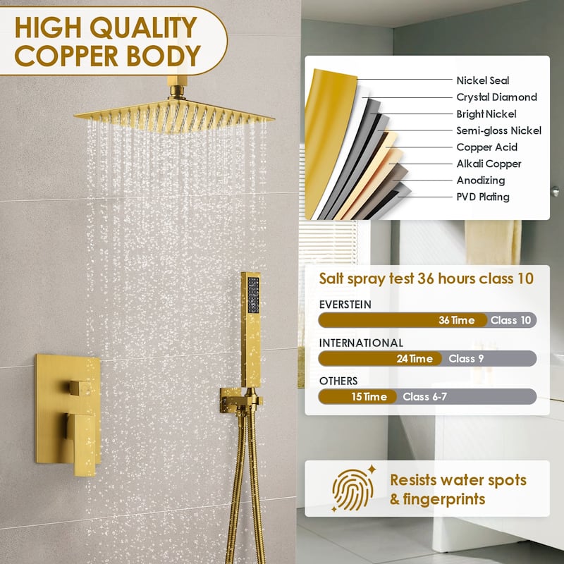 Rainfall Shower System with High Pressure 10 inch Shower Head Hand Held Shower Head Bathroom Mixer Shower Complete Combo Set