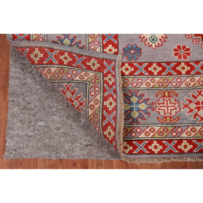 Hand Knotted Oriental 100% Wool Carpet Traditional All-Over Greys & Charcoal Kazak Area Rug - 9' 8'' X 8' 2''