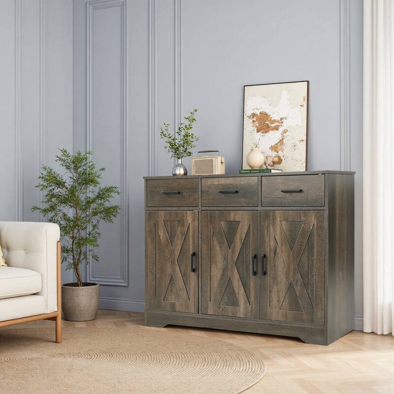 42.6" Wide TV Stand Console with 3 Storage Drawer