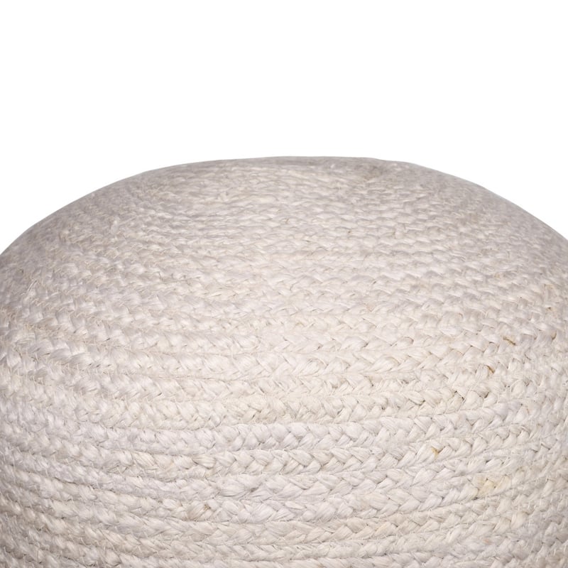 HomeRoots 18" Off White And Navy Blue Jute Blend Cylinder Striped Pouf Ottoman