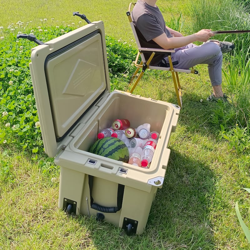 65 qt. Outdoor Portable Ice Chest Camping Cooler with Wheels