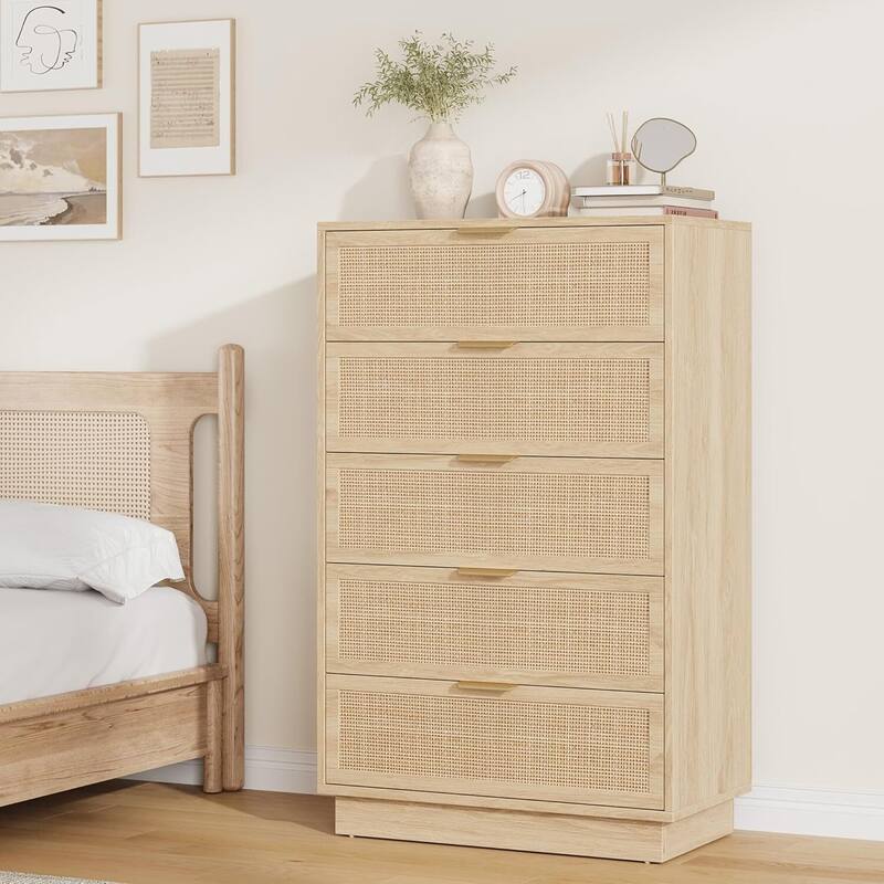 5 Drawer Rattan Dresser for Bedroom