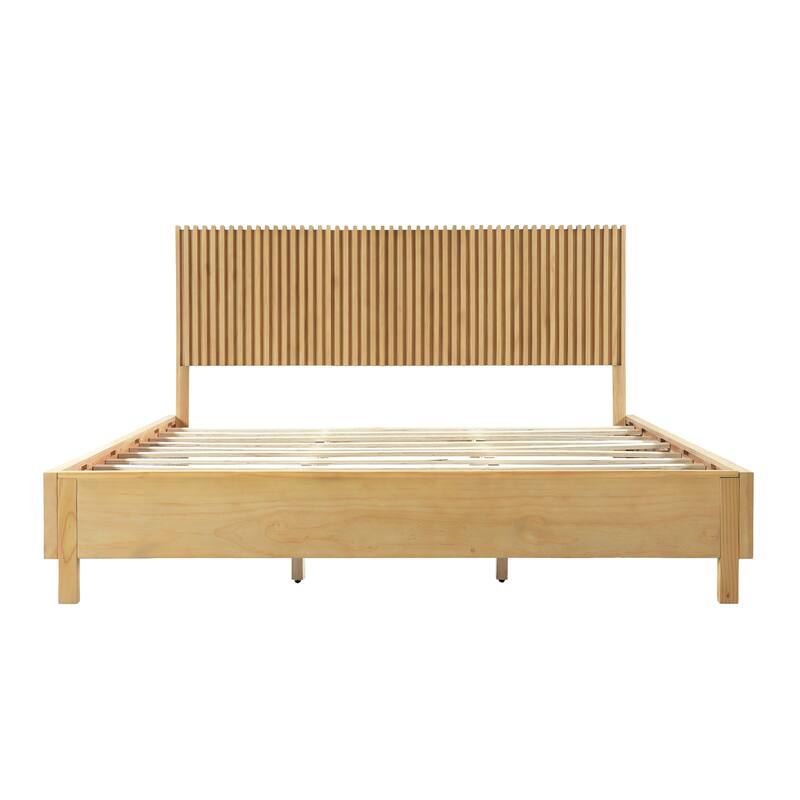 Christopher Knight Home - Adelynn Modern Wood Platform Bed with Vertical Slat Headboard, No Box Spring Needed