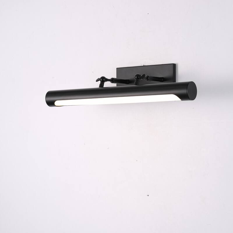23.6" 1-Light Modern Gold/Black Adjustable Cylinder Wall Mounted LED Picture Light/Vanity Light for Bathroom, Bedroom - Black/White