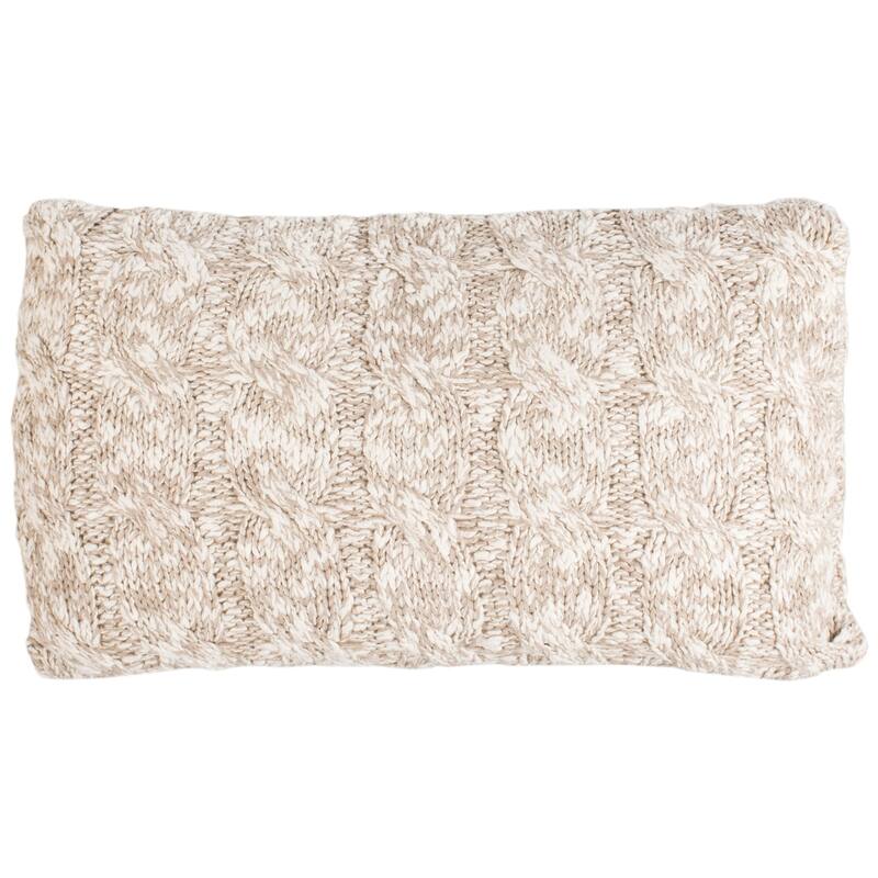SAFAVIEH Geja 20-inch Chunky Knit Stone / Natural Decorative Pillow