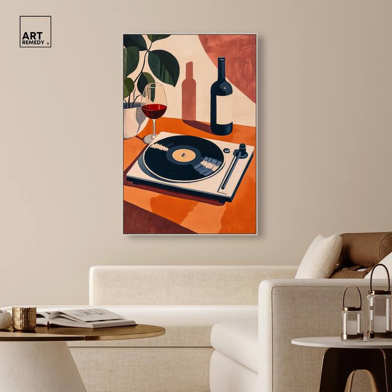Vinyl and Wine Canvas by Art Remedy