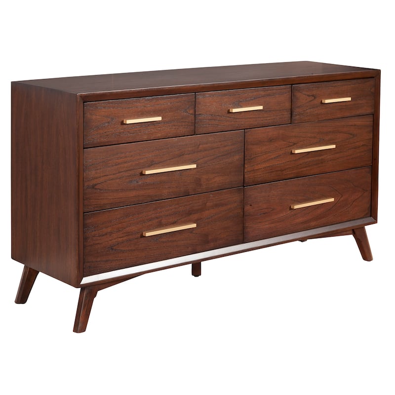 Alpine Furniture Arden 7 Drawer Wood Dresser in Walnut (Brown)