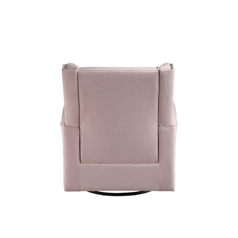 Pink 35" Swivel Arm Chair with Nailheads