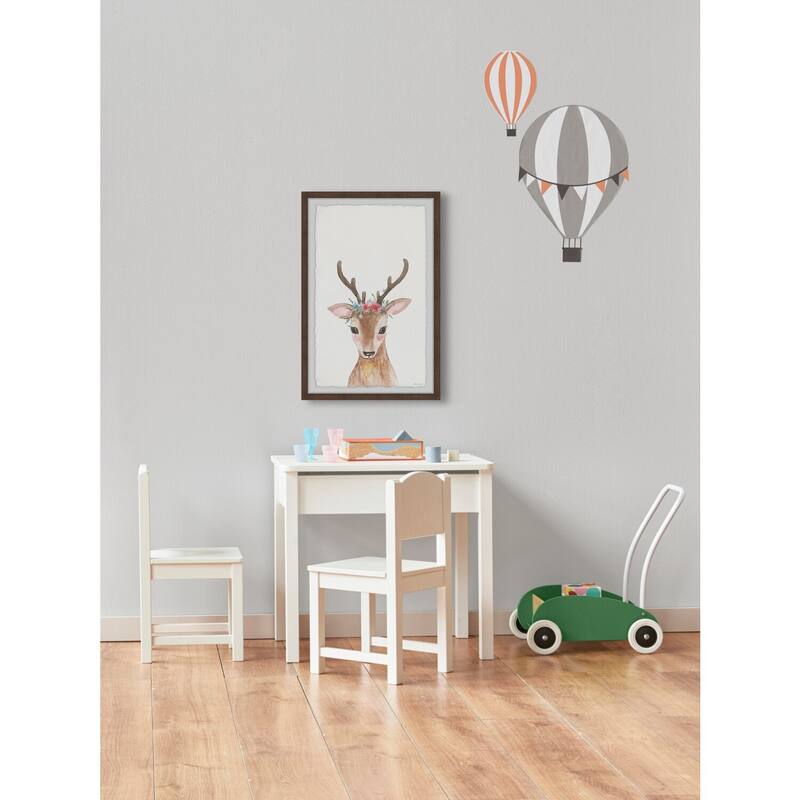 Deer With Flower Crown Framed Wall Art, Floral Delight - A Blooming Accent for Your Living Space