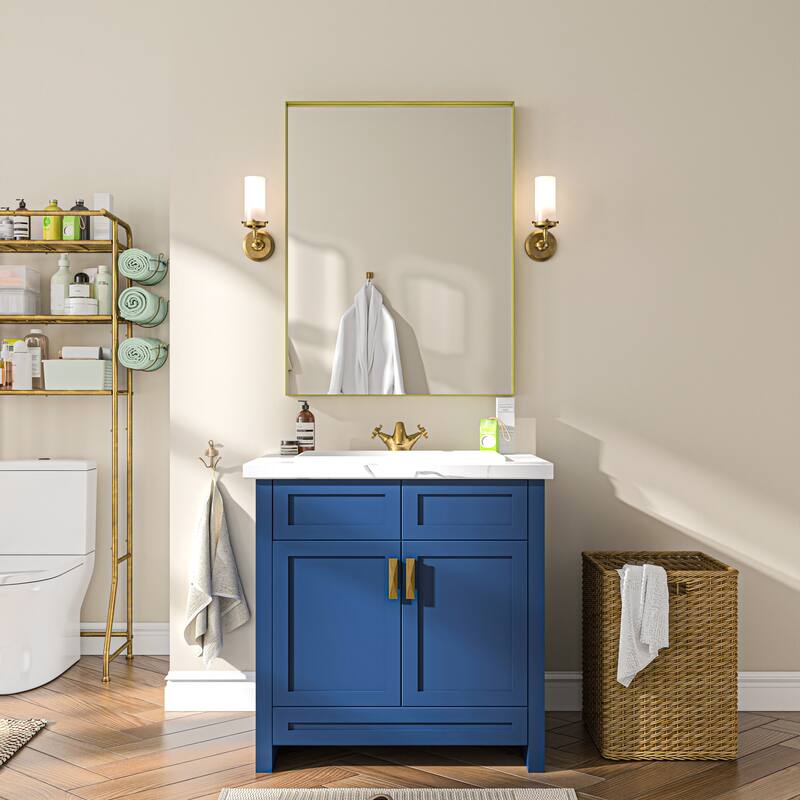 TOOLKISS Right Angle Aluminum Frame Bathroom Vanity Mirror with Clear Glass