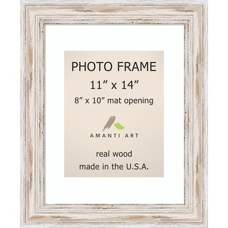 Frames by EcoHome Matted to 8x10 11x14 Picture Frame Distressed White