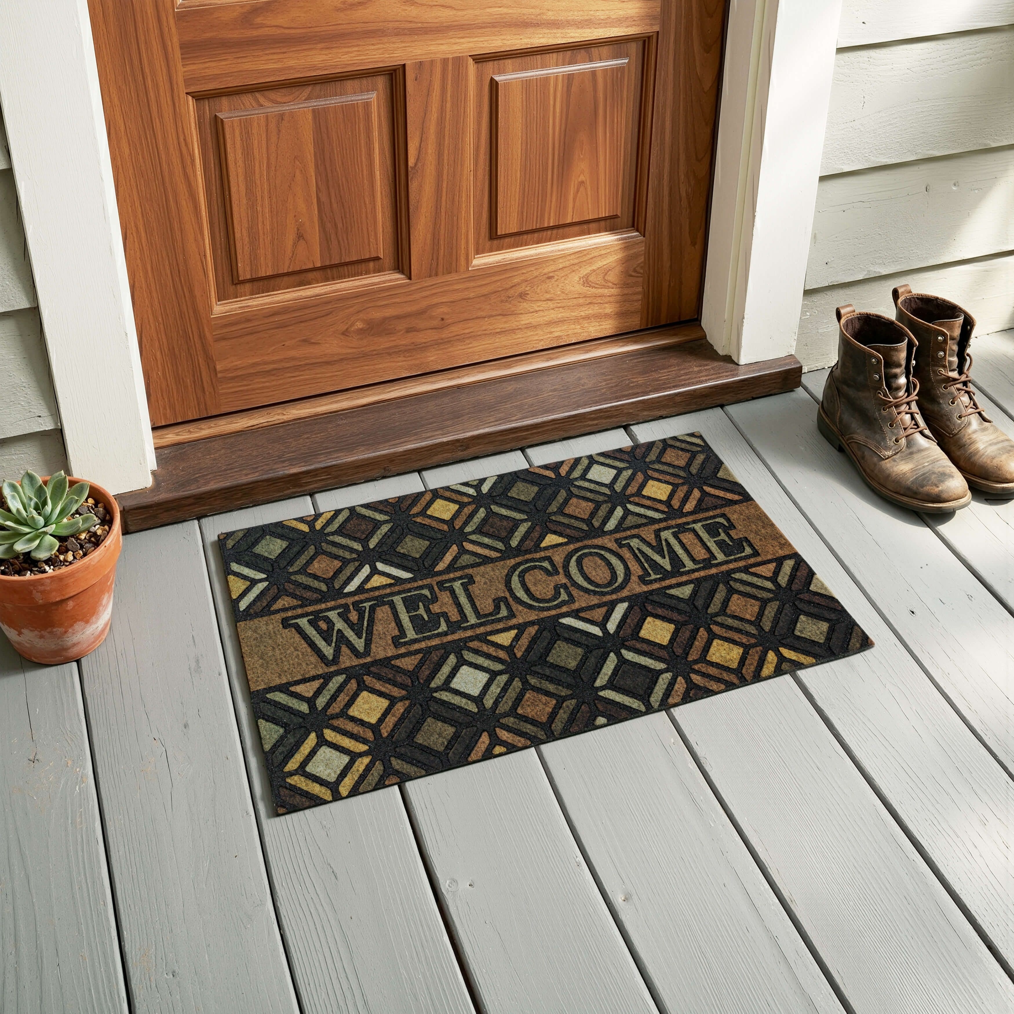 Mohawk Home Kingsley Welcome Tile All Weather Recycled Rubber Door Mat - 1'6" x 2'6"