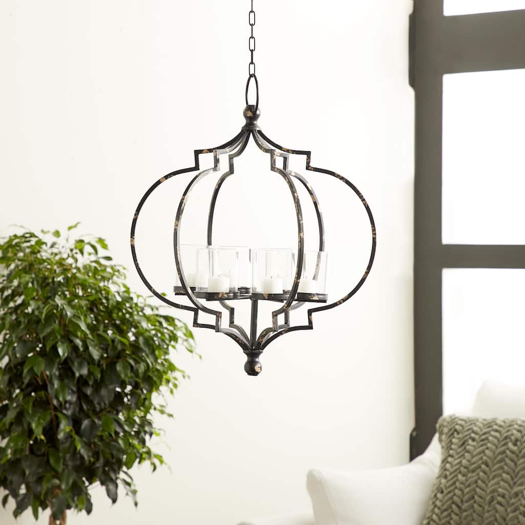 Elegant Decorative Metal Hanging Candelabra - Black or White