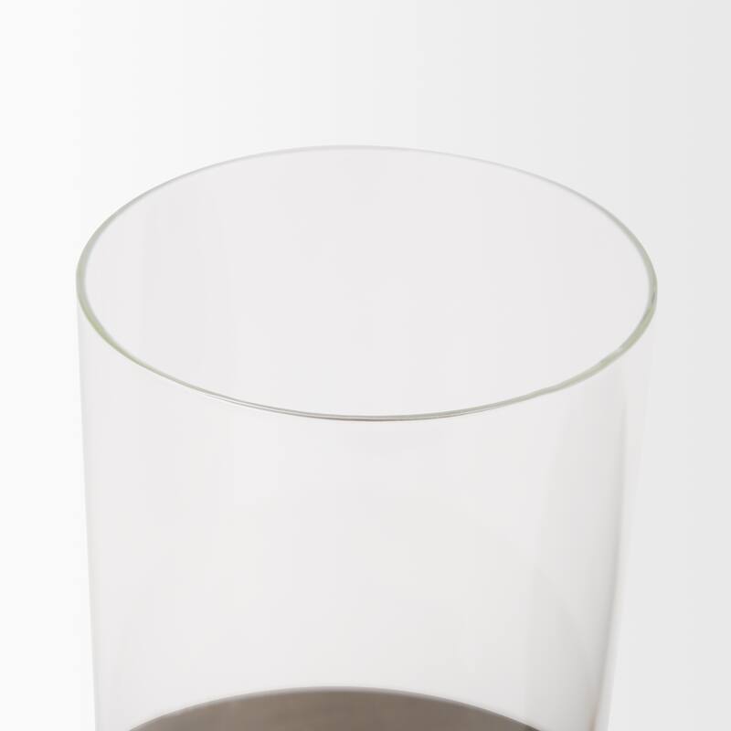 Vivian Gold Metal and Glass Hurricane Candle Holder (Set of 2) - 9.1L x 9.1W x 14.0H