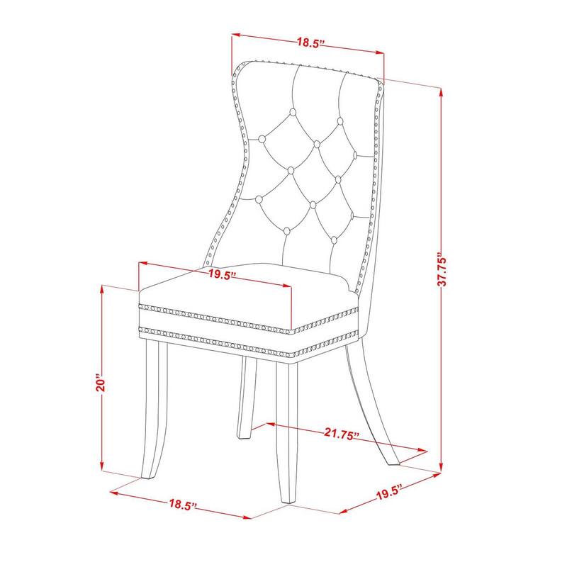Parson Dining Chairs Set of 2 - Upholstered Kitchen Chairs with Nailhead Trim - Modern Beige Red Faux Leather